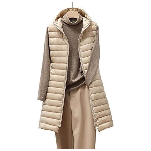 CCOOfhhc gilet invernale da donna con cappuccio, giacca invernale lunga, trapuntata, per autunno, elegante, senza maniche, per le mezze stagioni, taglie grandi, trapuntato, con cappuccio, colore: rosa. , xxxl