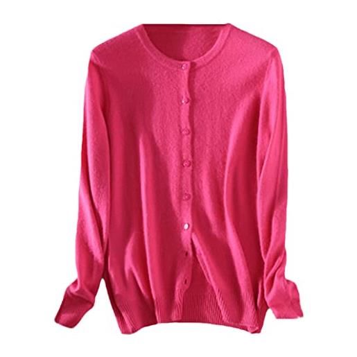 Jegsnoe maglione cardigan in cashmere da donna cappotto cardigan lavorato a maglia monopetto casual femminile pink m