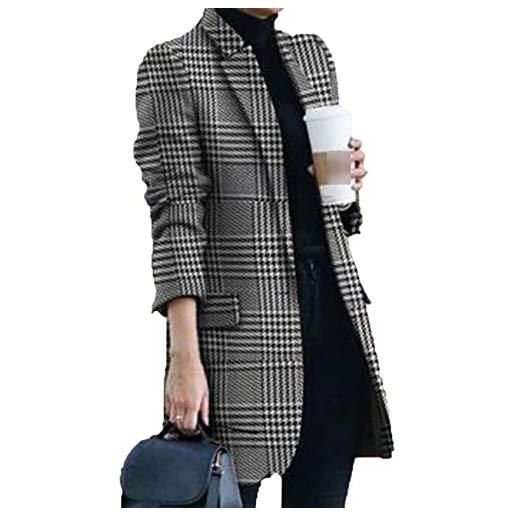 LaiYuTing cappotto di lana con colletto alla coreana stampato moda autunno/inverno nuovo stile