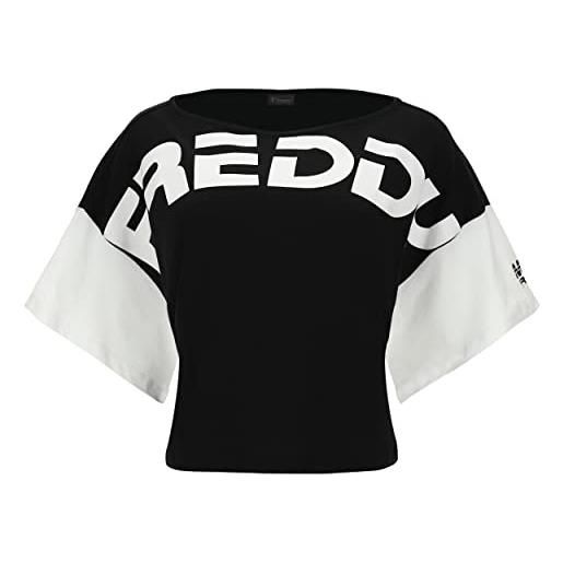 FREDDY - t-shirt crop top a blocchi di colore con maniche a kimono, nero, extra small