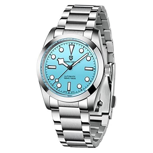 BY BENYAR pagani design orologio meccanico di lusso da uomo 36 mm vetro zaffiro nh35a meccanico 100 m impermeabile classico moda di lusso orologio automatico, blu, orologio meccanico e automatico. 