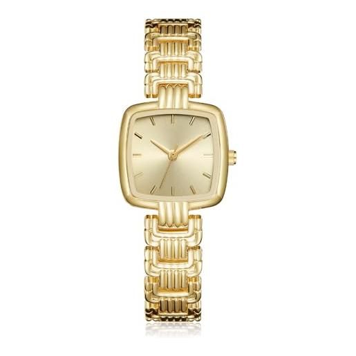 CIVO orologio donna acciaio inossidabile oro - orologio analogico donna quadrato elegante orologio da polso donna impermeabile quarzo semplice, moda regalo donna