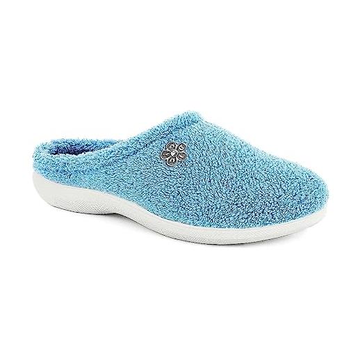 inblu pantofole donna invernale spugna ciabatte ragazze casa slip on leggere confortevoli ib-bs0047 (blu avio, 38)