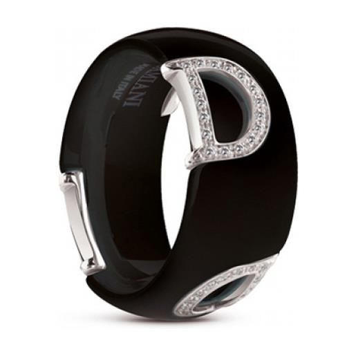 Damiani anello d. Icon in ceramica nero, oro bianco e diamanti