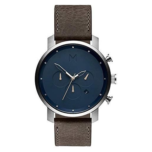 MVMT orologio con cronografo al quarzo da uomo collezione chrono con cinturino in ceramica, pelle o acciaio inossidabile blu (deep blue)