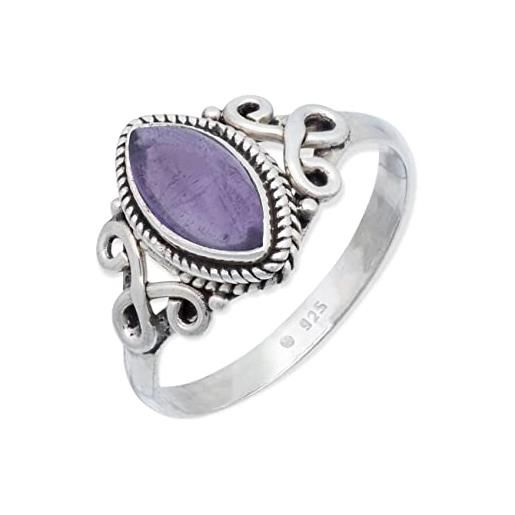 mantraroma anello argento 925 con pietre preziose ametista pietra viola argento sterling da donna in vero argento (mrg-183-01-(60))