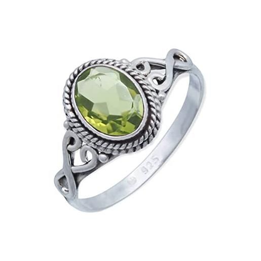 mantraroma anello argento 925 con pietre preziose peridoto pietra verde argento sterling da donna in vero argento (mrg-042-59-(58))