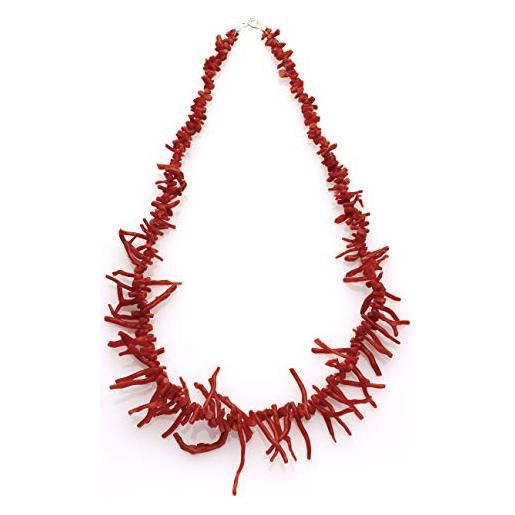 Antonino De Simone collana frangia in corallo rosso del mediterraneo, montata in argento dorato 925. La collana misura cm 50 e pesa circa 33/35 gr. 
