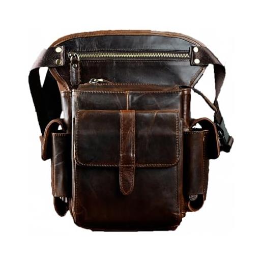 Farbrich medieval steampunk vintage satchel bag men women outdoor pu leather crossbody bag moto thigh hip belt pack messenger shoulder bags, caffè, l