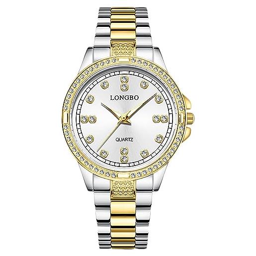 RORIOS coppia orologi uomo donna orologio acciaio inossidabile business analogico quarzo orologio da polso impermeabile luminosi orologio oro bianco d