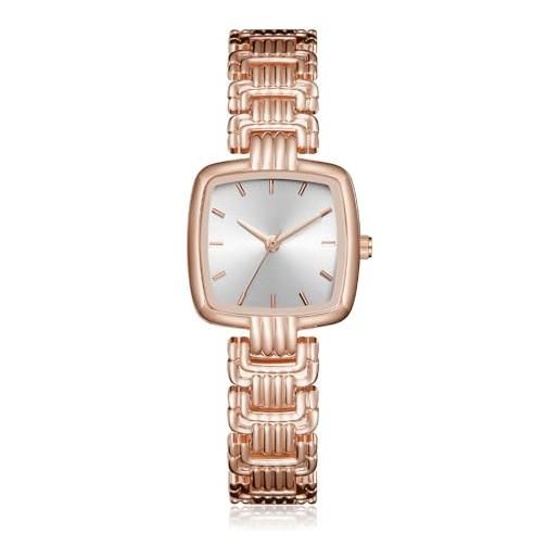 CIVO orologio donna acciaio inossidabile oro rosa - orologio analogico donna quadrato elegante orologio da polso donna impermeabile quarzo semplice, moda regalo donna