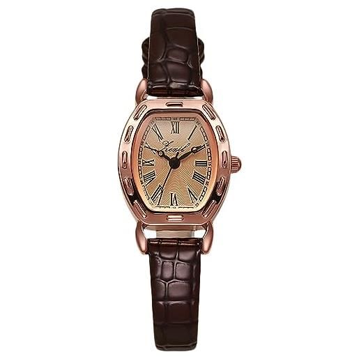 RORIOS orologi da donna elegante tonneau orologi da polso analogico quarzo impermeabile orologio signora cinturino in pelle