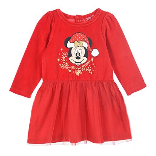 -Minnie vestito 12 a 36 mesi autunno inverno 2020 (18 mesi, rosso)