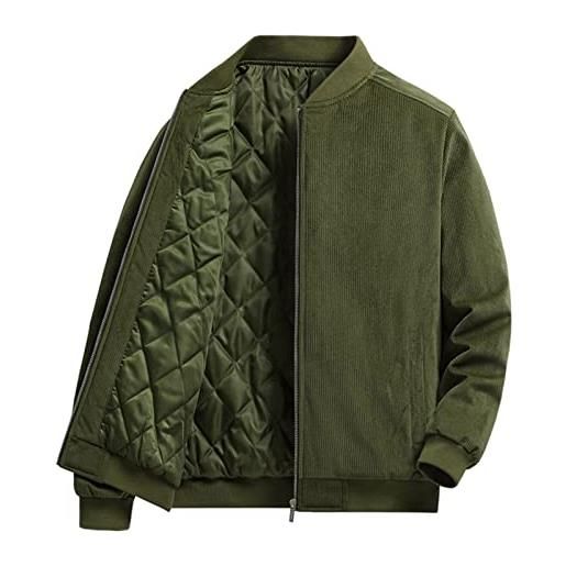 HHSclothing cappotto da tasca a maniche lunghe in velluto a coste da uomo casual in peluche solido all'aperto giubbotto felpato (green, xxxl)