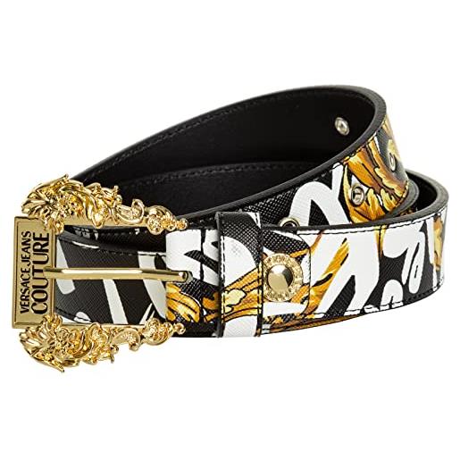 Versace Jeans Couture cintura donna con fibbia baroque in metallo con logo  bianco e oro