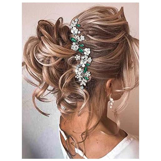 Ushiny fiore fascia per capelli da sposa argento capelli da sposa vite accessori per capelli strass copricapo in cristallo per donne e ragazze