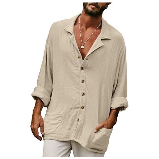 ADITIRCP Camicia Barocca Casual Da Uomo Tendenza Catena Reale Stampato Pulsante Gi&ugrave; Camicie A Maniche Lunghe Camicie Eleganti Da Uomo