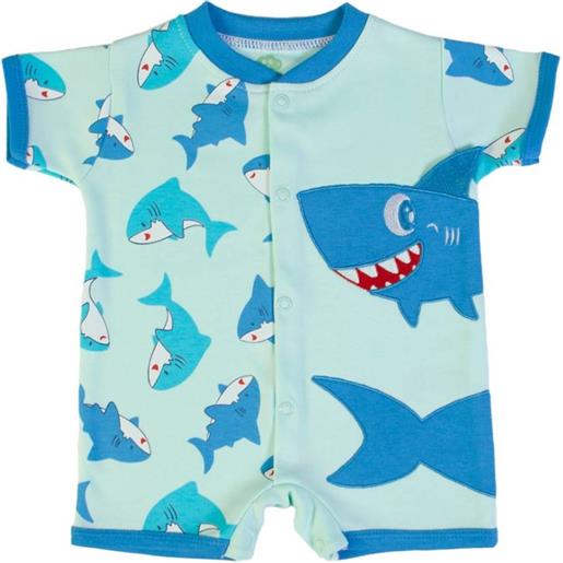 Fs - Baby pagliaccetto mezza manica in cotone stampato - baby shark -