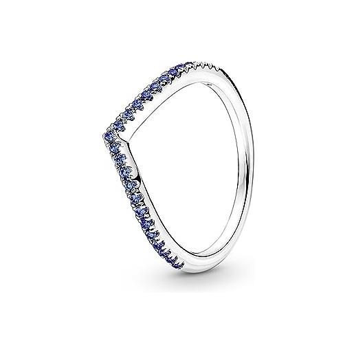 Pandora timeless anello wish blu brillante in argento sterling con cristallo blu stellare, 58