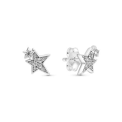 Pandora moments sparkling asymmetric stars sterling silver stud earrings with clear cubic zirconia