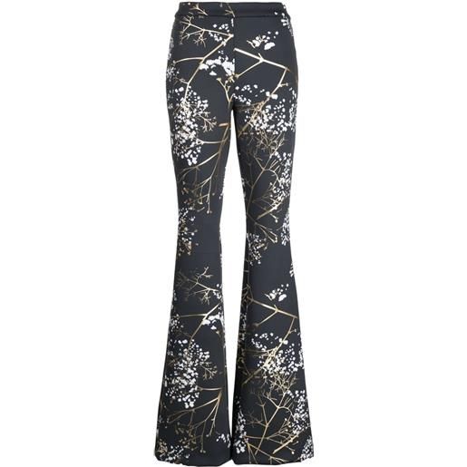 Cynthia Rowley floral-print flared trousers - nero