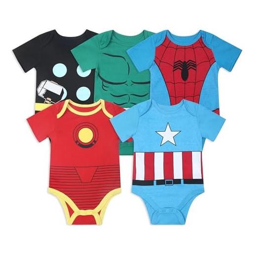 Marvel 5-pack avengers baby boy onesies with iron man, captain america, spiderman, hulk, thor