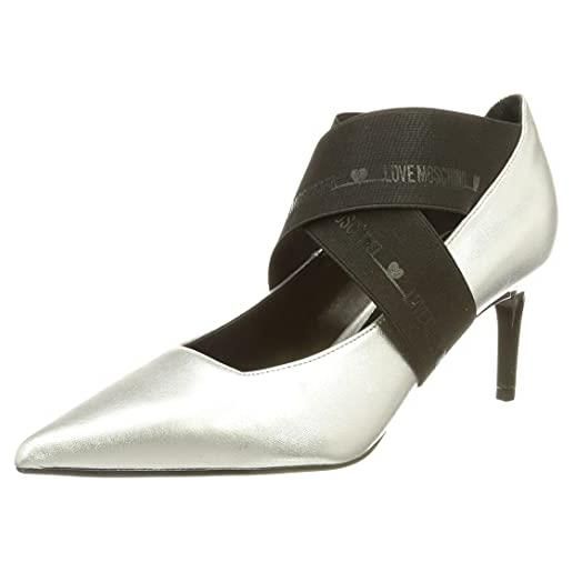 Love Moschino collezione autunno inverno 2021, scarpa donna, argento, 38 eu