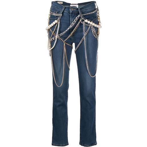 Junya Watanabe jeans dritti con dettaglio catena - blu