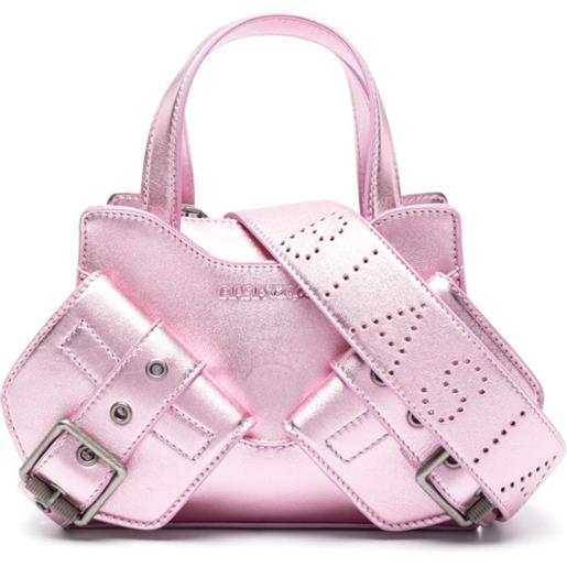 BIASIA borsa tote con logo goffrato - rosa