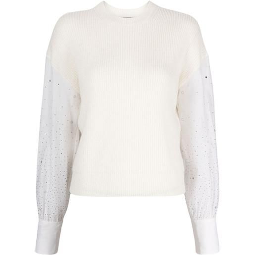 Peserico maglione con maniche semi trasparenti - bianco