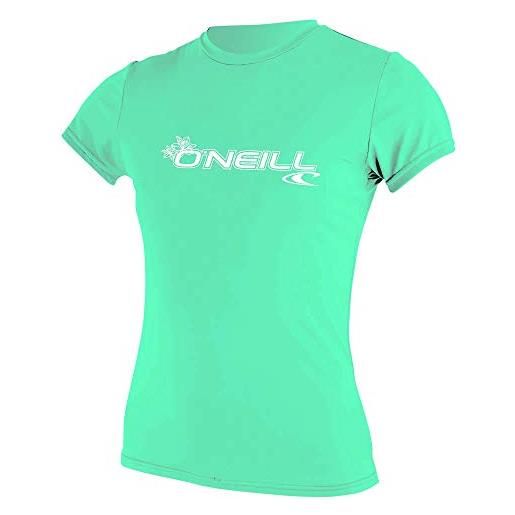 O'neill wetsuits wms basic skins-camicia da sole a maniche corte, donna, acqua chiara, xs