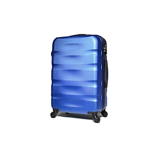 CELIMS valigia in abs, rigida, resistente, leggera, con 4 ruote girevoli a 360° e lucchetto integrato, blu, moyenne - 65x40x26