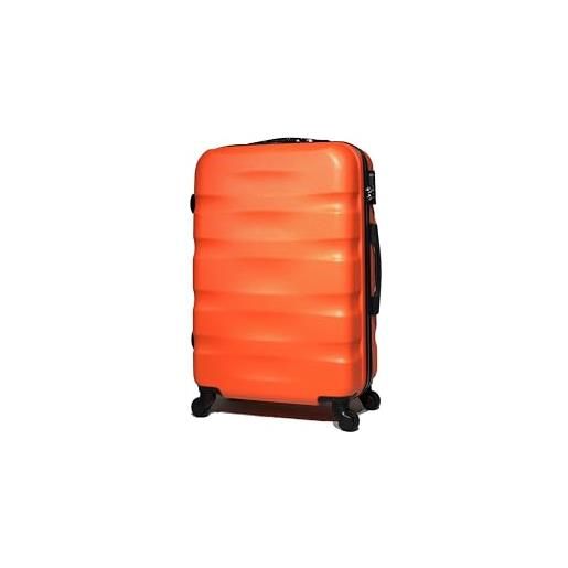CELIMS valigia in abs, rigida, resistente, leggera, con 4 ruote girevoli a 360° e lucchetto integrato, arancione, moyenne - 65x40x26