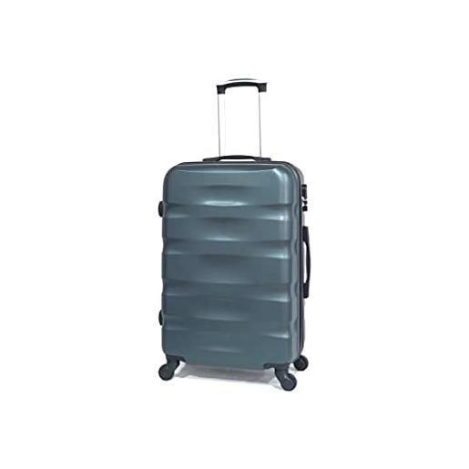 CELIMS valigia in abs, rigida, resistente, leggera, con 4 ruote girevoli a 360° e lucchetto integrato, verde scuro, moyenne - 65x40x26