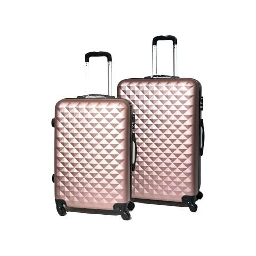 CELIMS - valigia da viaggio con ruote girevoli, 360 gradi, oro rosa. , duo de 2 valises ( moyenne + grande ), custodia rigida