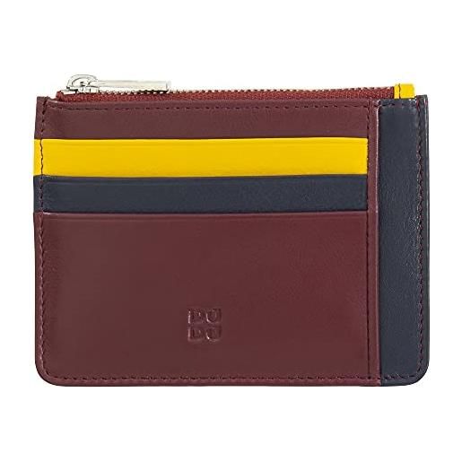 Dudu bustina porta carte di credito in vera pelle colorata portafogli con zip burgundy