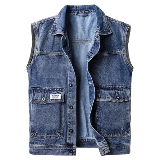 Gilet In Denim ORANDESIGNE Uomo - Senza Maniche, Stampa Graffiti, Stile Vintage Punk - Foto 14