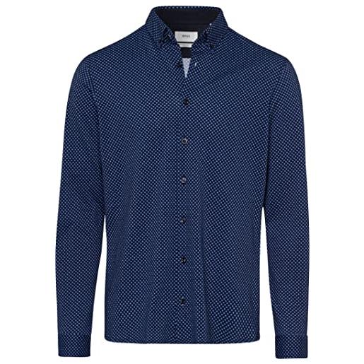 BRAX style daniel jp hi-flex jersey dobby, camicia in cotone con motivo, blu navy, m uomo