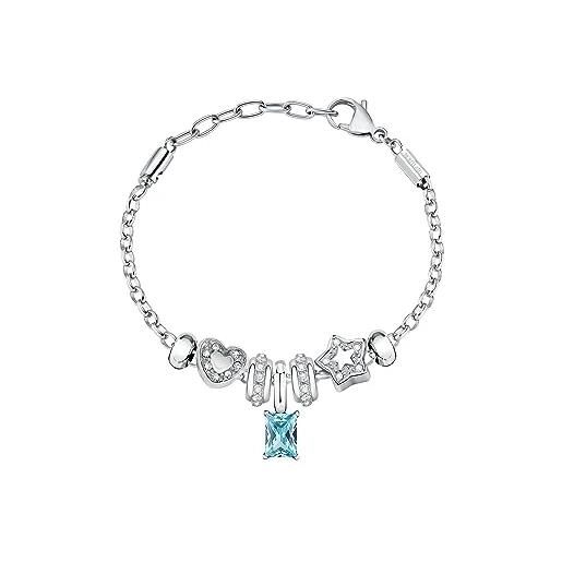 Morellato bracciale donna in acciaio, cubic zirconia, cristalli, collezione drops, cuore, stella - scz1317