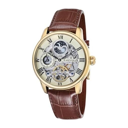 Thomas Earnshaw longitude es-8006-06, orologio da polso analogico da uomo, cinturino in pelle, colore marrone