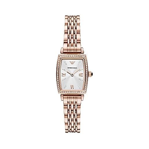 Emporio Armani orologio donna, movimento a due lancette, cassa in acciaio inossidabile oro rosa 26 mm con bracciale in acciaio inossidabile, ar11406