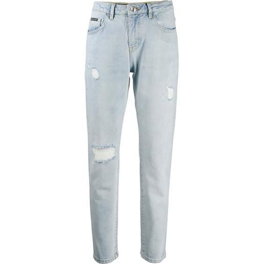Philipp Plein jeans taglio straight effetto vissuto - blu