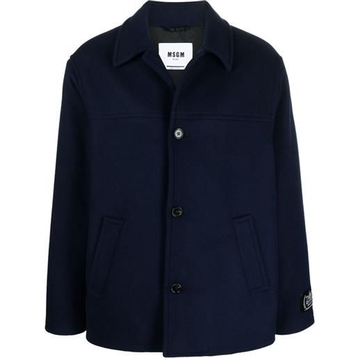 MSGM giacca wool coating con applicazione - blu