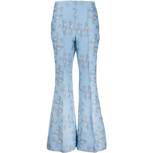 Macgraw pantaloni circa 72 svasati a fiori jacquard - blu