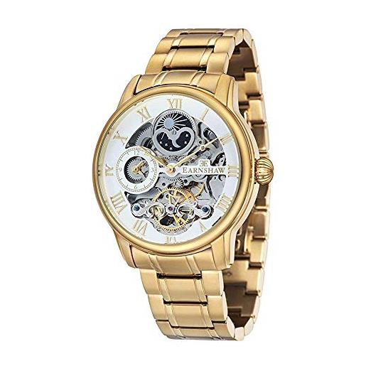 Thomas Earnshaw longitude es-8006-22, orologio da polso analogico da uomo, cinturino in acciaio inossidabile, placcato oro