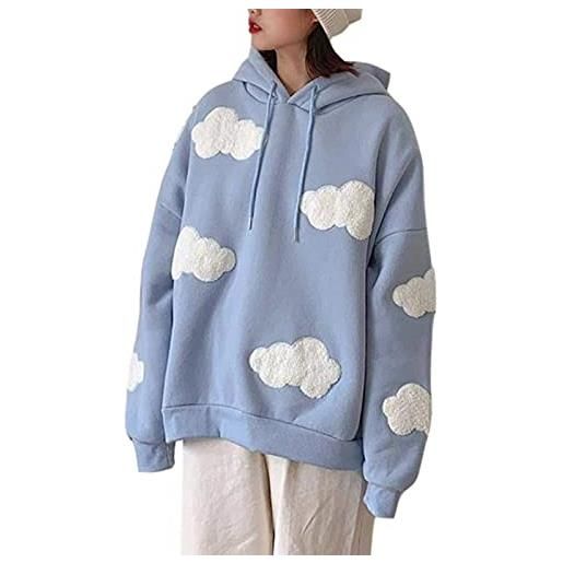 SMIMGO womens kawaii nuvole felpe con cappuccio maglioni felpa casual pullover top maglieria abbigliamento per ragazze ragazze primavera autunno (colore: blu, taglia s)