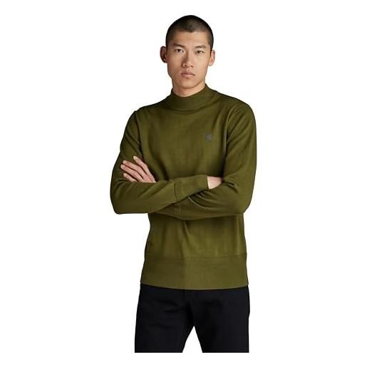 G-STAR RAW premium core mock knitted sweater maglieria, verde scuro (dark olive d21932-b692-c744), s uomo