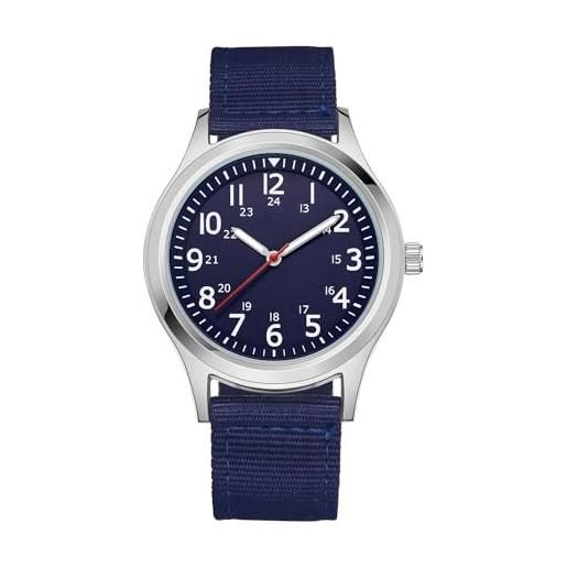 CIVO orologio uomo militare sportivo 40mm - orologio da polso uomo impermeabile luminoso 12/24 ore orologio analogico uomo blu quarzo nylon, regalo uomo