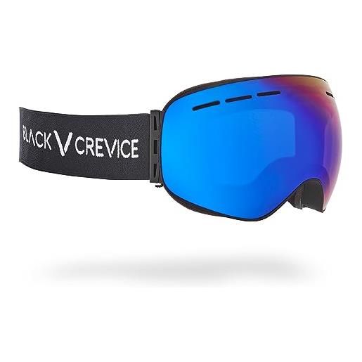 Black Crevice occhiali da sci con lenti sferiche, adulti (unisex), nero/blu revo, standard