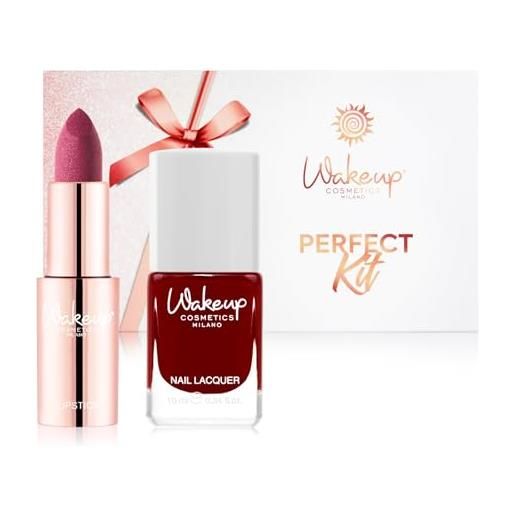 Wakeup Cosmetics Milano wakeup cosmetics - perfect kit - 1 rossetto matte (color veil 04) + 1 smalto per unghie a lunga durata (colore canelle)